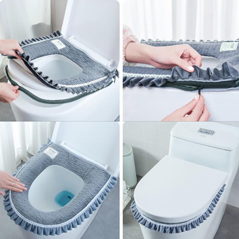 Toilet Seat Household Toilet Cover Zipper Toilet Seat Four Seasons Universal Waterproof Washable Toilet Seat