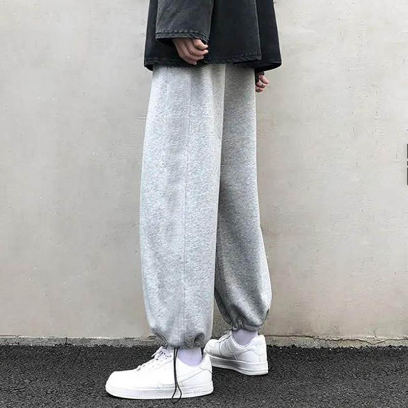 Women's Black Sports Pants Plus Velvet Thickened Autumn and Winter Pants Women's Outer Wear Korean Style Loose Student Leisure Beamed Wide-leg Pants