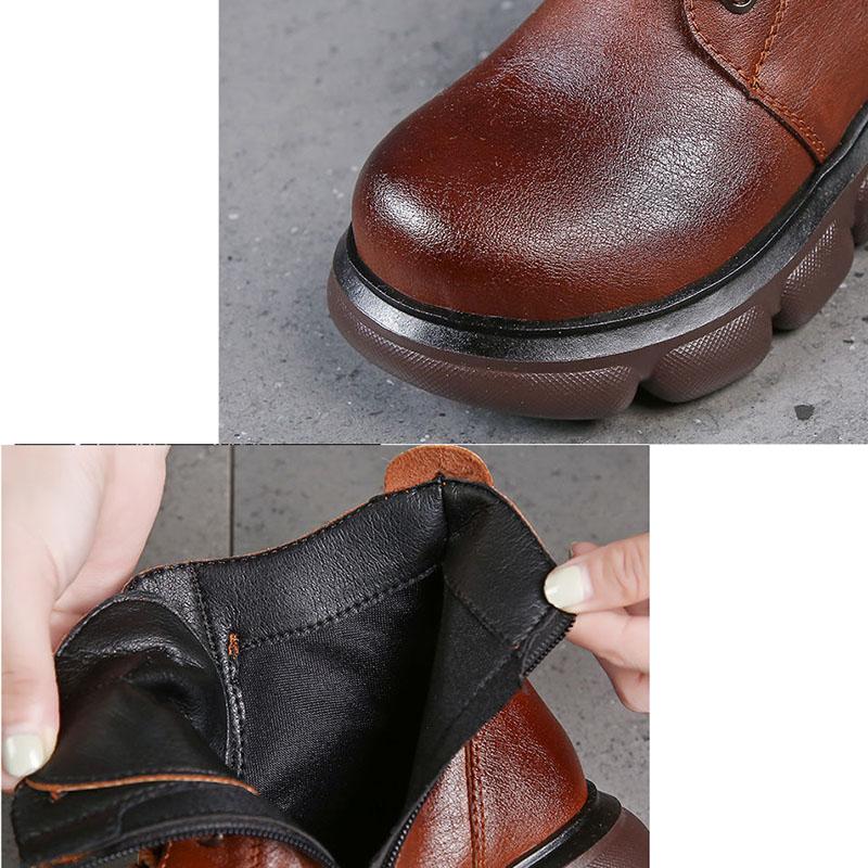 Leather Martin Boots Women's Thick-soled Short Boots Women's Autumn and Spring Leather Boots Lace and Single Boot