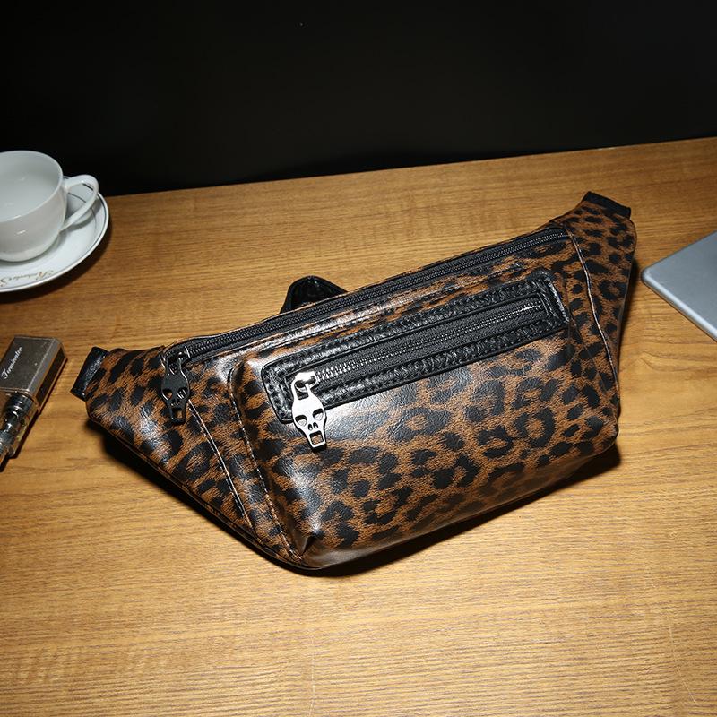 Retro Waist Bag Women Leopard Chest Bag Mobile Phone Bag Outdoor Leisure Sports Riding Shoulder Bag