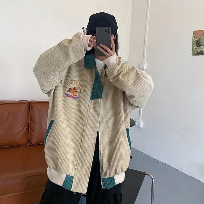 Corduroy Jacket Women's 2022 Spring and Autumn Baseball Uniform New Korean Version Loose All-match Student Ins Jacket Women's Tide