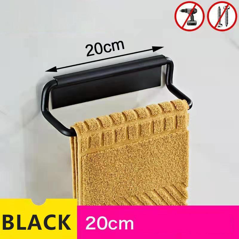 Towel Holder Rack Rail Hanging Space Aluminum Wall-mounted Slippers Rack on The Wall Single Pole Nail-free Bathroom Toilet Bath Towel Organization