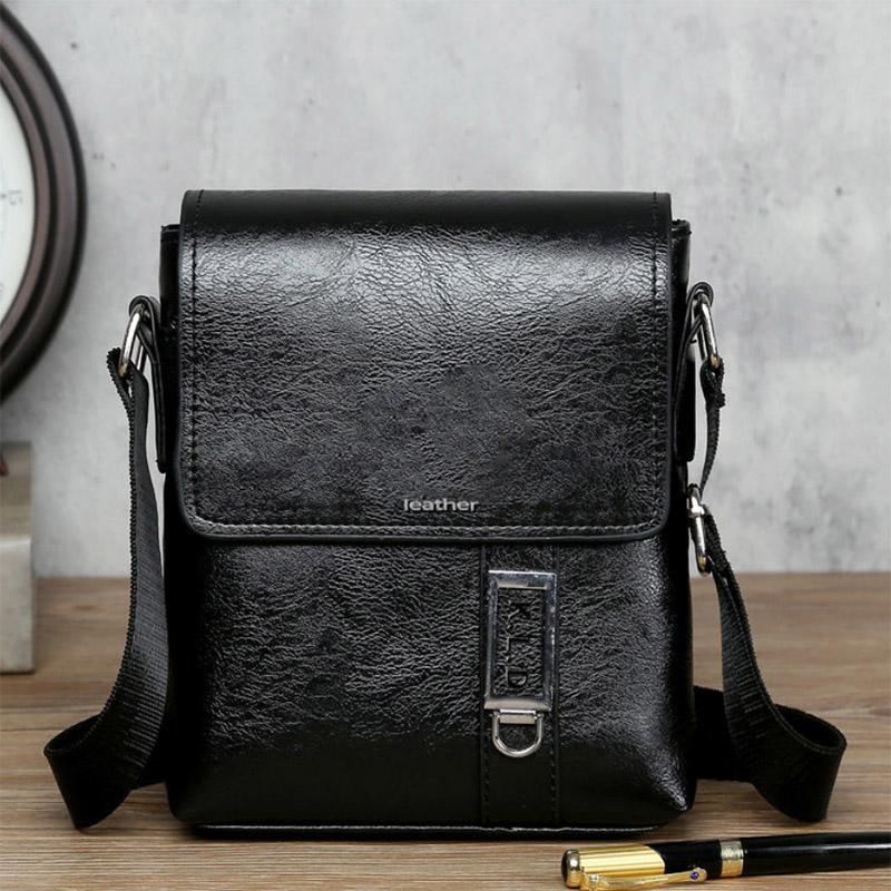 Mini Casual Men's Bag Shoulder Bag Messenger Bag Small MINI Flat Backpack Leather Bag
