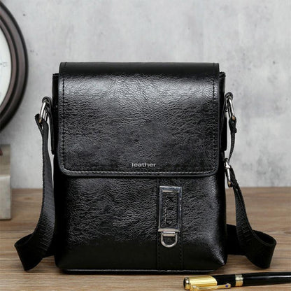 Mini Casual Men's Bag Shoulder Bag Messenger Bag Small MINI Flat Backpack Leather Bag