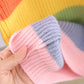 2021 Autumn and Winter New Children's Sweater Rainbow Stripe Girls Sweater Cashmere Fluffy Warm Knitted Sweater