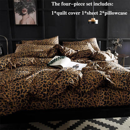Pure Cotton Four-piece Cotton Bed Leopard Print Bed Sheet Quilt Cover Pillowcase Set Nordic Simplicity
