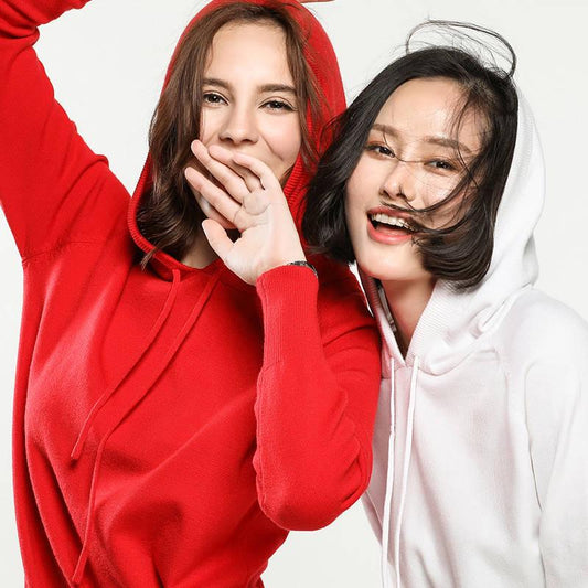 Autumn and Winter New Knit Sweater Women's Head Loose Bottom Solid Color Long-sleeved Hoodie