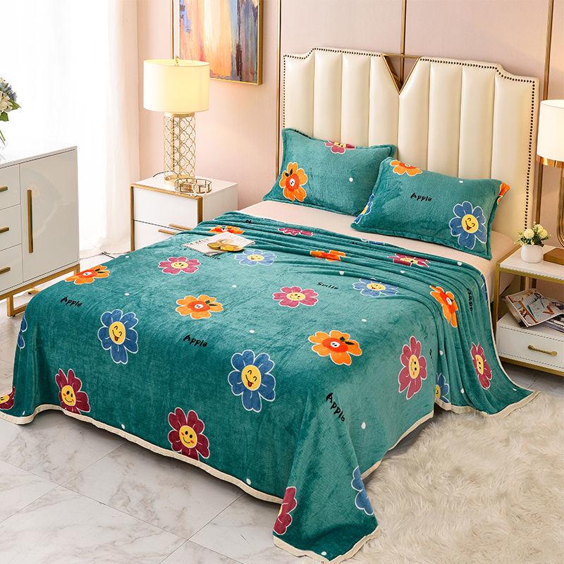 1.5/1.8/2m Bed Flannel Bed Sheet Single Double Coral Pile Blanket Double Sided Plush Bed Sheet Twin Queen King Size