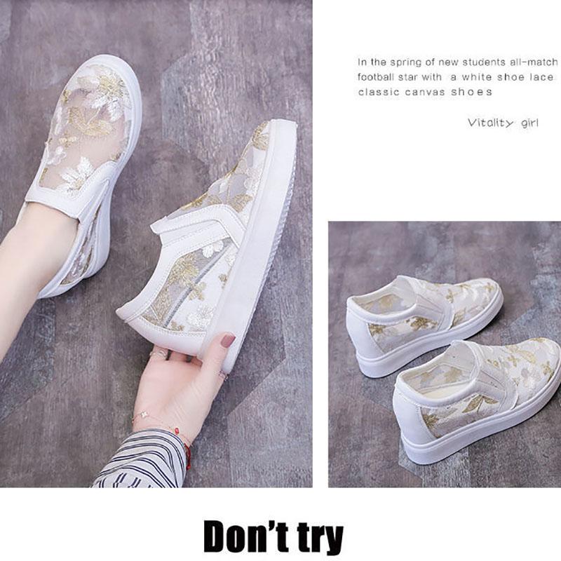 Increase Women's Cloth Shoes In Spring and Summer Hollow Embroidery Women's Single Shoes Casual Net Shoes