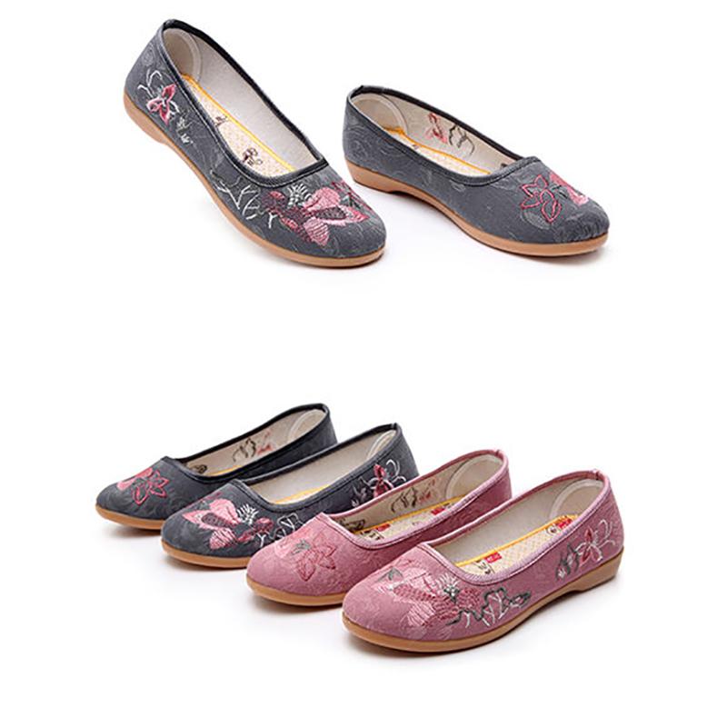 Spring and Summer Beef Tendon Bottom Old Beijing  Shoes Mother Single Shoes Ethnic Soft Bottom Women's Shoes Work Shoes Breathable Embroidered Shoes