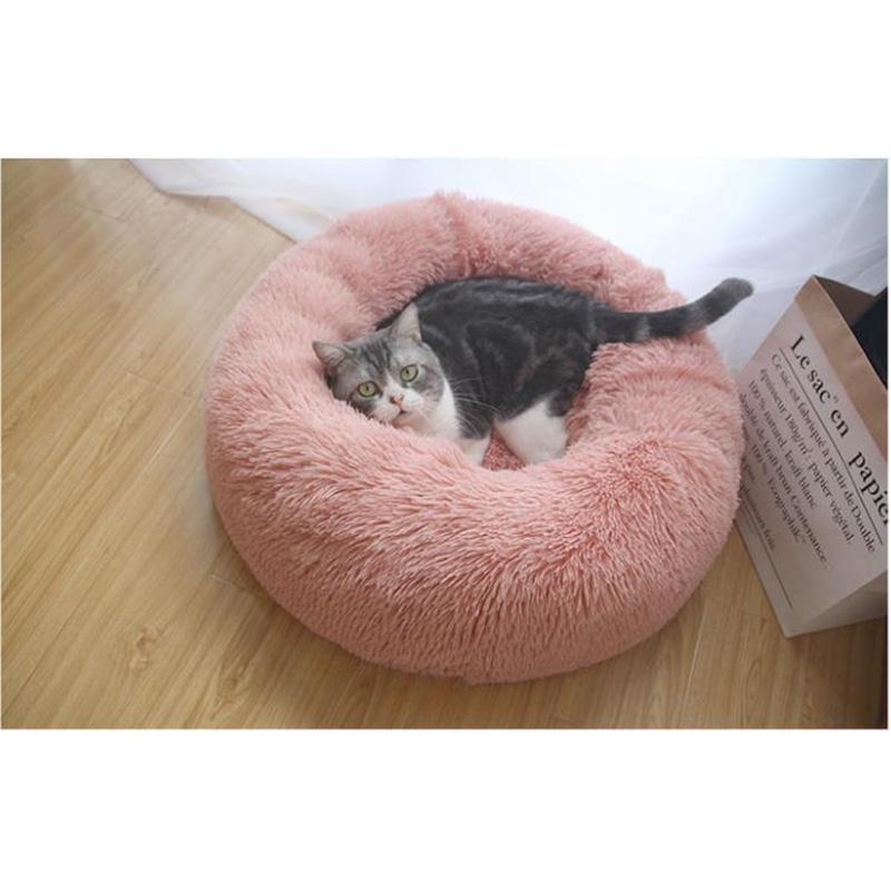 Dog Bed Mat Round Plush Cat Bed Soft Warm Pets Nest Kennel Small Pet Cushion Sleeping Sofa Cotton Bed Dogs House Winter Warm Beds Doggy Sleep Mat