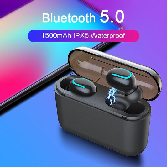 Bluetooth 5.0 Earphones TWS Wireless Headphones Earbuds for Sports Gaming with 1500mAh Charging Case