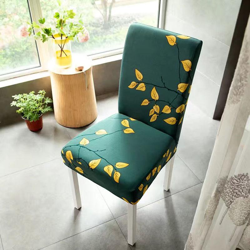 4PCS Elastic Printed Dining Chair Cover for Hotel Wedding Party Office Chair Covers Spandex Stretchable  Chair Cover