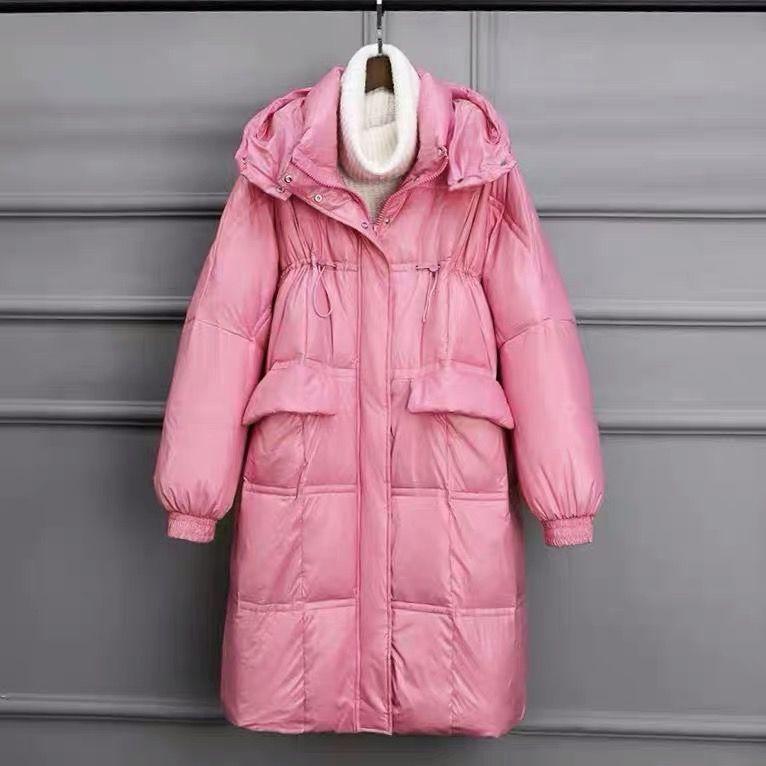 Mid-length Loose Bread Jacket White Duck Down Jacket Women Long Over The Knee Thick and Warm Loose