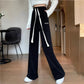 Women's Versatile Loose Wide Leg Pants Thin Embroidered Casual Pants Jogging Sports Pants Straight Pants Show Legs Long Pants