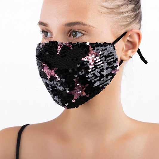 Women's Five-pointed Star Sequined Mask Cotton Breathable Washable Mask Shiny Sequins Luxury Windproof Dustproof Face Mask Female Face Mouth Cover