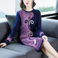Autumn Winter High-end Women Thick Sweater Long Round Neck Print Long-sleeved Sweater Dress Slim Stretch Warm Base Pullover Sweater