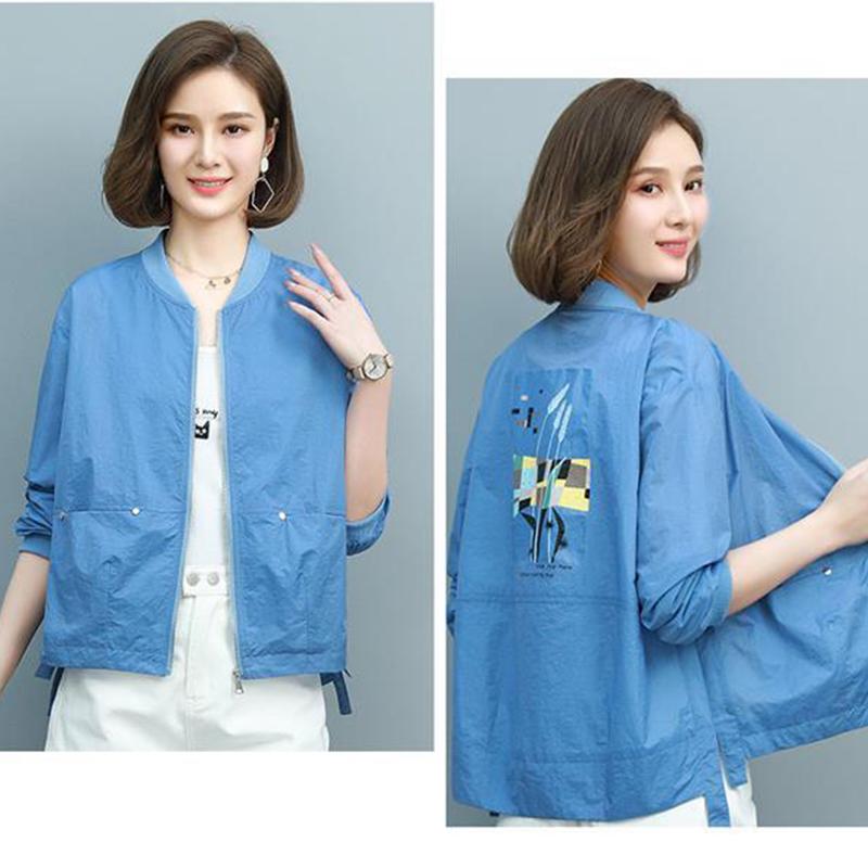 Printed Solid Color Sun Protection Clothing Women's Long-sleeved Light Women's Short Jacket Casual All-match Summer Sun Protection Shirt