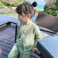 Girls' Suit Spring Clothes Children's Foreign Style Long Sleeve Cardigan Coat Baby Leisure Wide Leg Pants Two Piece Set