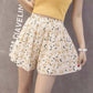 Flower Shorts Women Large Size Wide Leg Loose Printed Short Pants Casual Leggings High Waist Beach Pants Sweet Floral Print Chiffon Short Pants