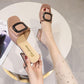 Korean Version  High-heeled Slippers Women's Summer Wear Mid-heel Sandals Fashionable  Versatile Thick-heeled Slippers