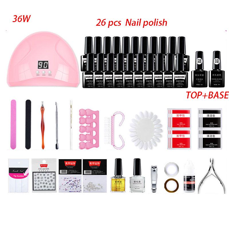 nail art set 48W UV LED LAMP Dryer Gel Nail Polish Set kit Nail Tool Gel Varnish manicure tools kit