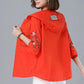 Women's Autumn Large Size Embroidered Short Coats Spring and Summer Solid Color Breathable Loose Sunscreen Coats