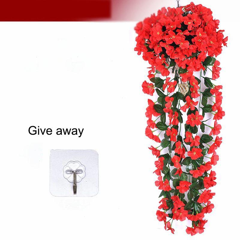 Simulation Violet Fake Flower Living Room Wall Hanging Plant Decoration Hanging Fake Flower Rattan Vine Chlorophytum Hanging Basket