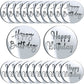 20 Pieces Acrylic Cake Disc Acrylic Cupcake Toppers Mirror Acrylic Cake Toppers Round Birthday Engraved Topper Charms for DIY Cupcake Decoration