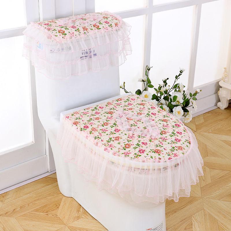 Toilet Seat Toilet Single Three-piece Seat Cushion Toilet Seat Ferrule U-shaped Zipper Lace Toilet Seat Water Tank Cover
