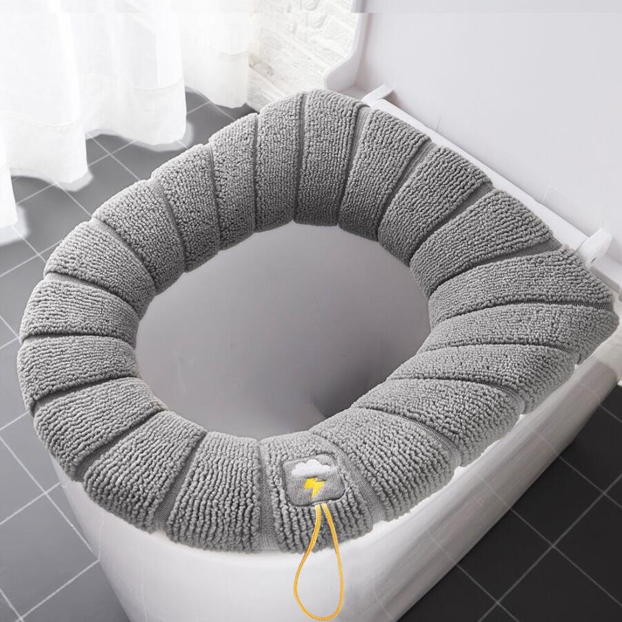 Warm Toilet Seat Cover Universal Toilet Seat Cushion Washable Pink Cute Toilet Seat Mat with Handle Bathroom Lavatory Cover Elongated Elastic Pad