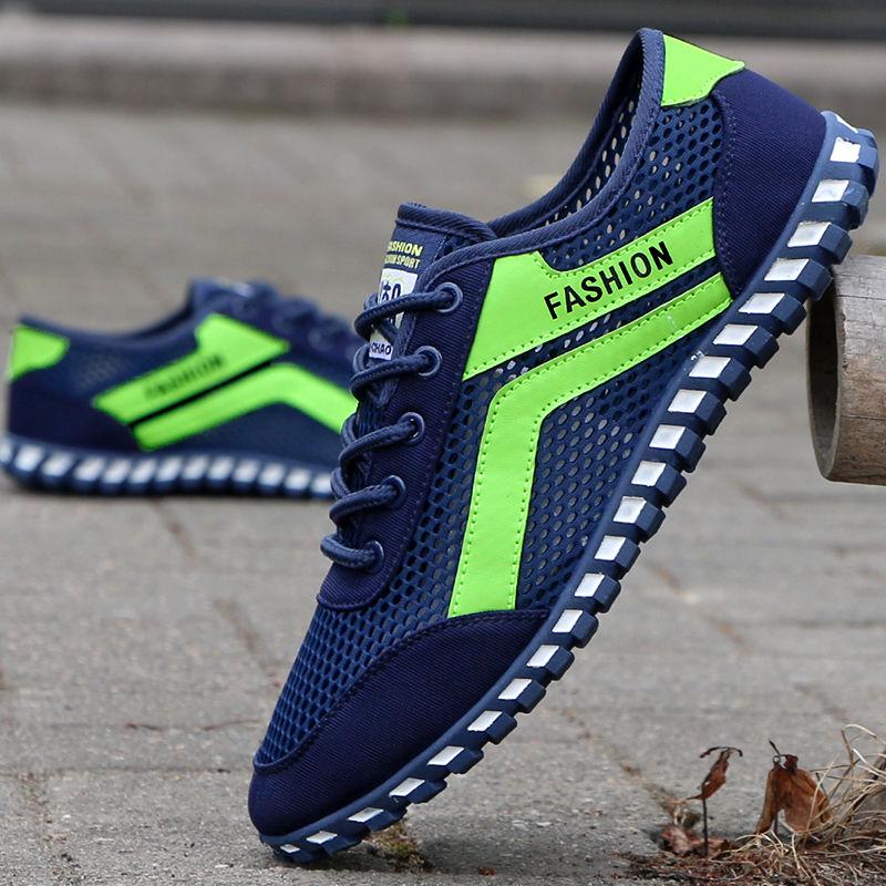 Net Shoes Men's Summer Breathable Deodorant Mesh Shoes Old Beijing Cloth Shoes Men's Hollow Casual Shoes