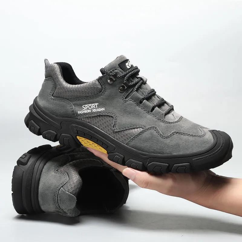 Mountaineering Men's Shoes Winter Plus Velvet Warm Outdoor Casual Leather Shoes Leather Non-slip Wear-resistant Men's Sports Shoes