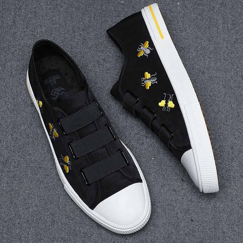 Plus Size 38-44 Summer Men Canvas Sneakers Comfortable Deodorant Running Basketball Shoes Breathable Shockproof Non-slip Bee Shoes