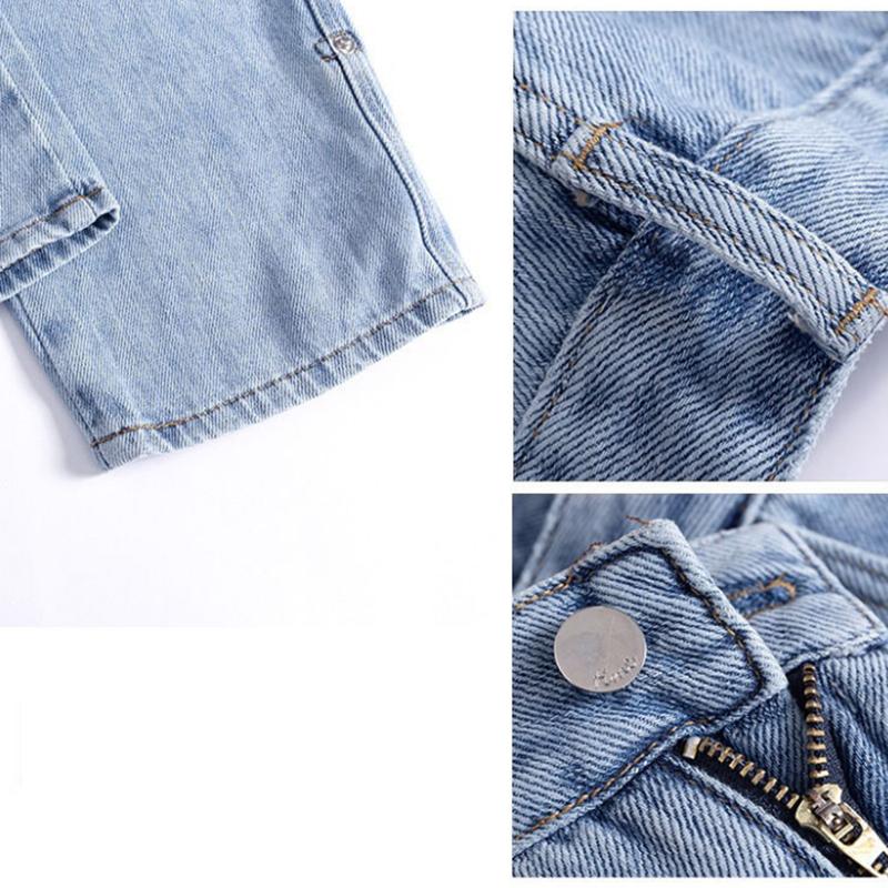 Pants Women Loose All-match Trend High Waist Thin Spring and Summer New Jeans Women Wide Leg Button Cuff Classic High Street Fashion