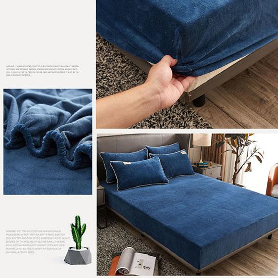 3pcs/set Thick Coral Velvet Mattress Cover Crystal Velvet Bedspread Plus Velvet Flange Winter Warm Bed Cover