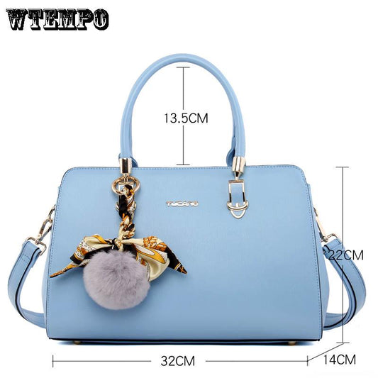 Fashion Lady Bag Large Capacity Single Shoulder Messenger Bag All-match Handbag Hair Ball Decoration