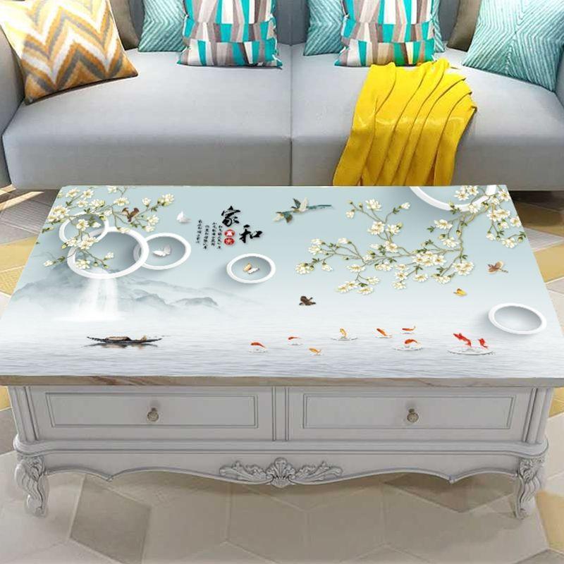 Guofeng Printing PVC Opaque Table Mat Waterproof and Oil-proof Disposable Soft Glass Coffee Table Desktop Protective Rubber Pad