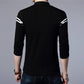Men's Long-sleeved Polo Shirt Stand Collar Lapel Stripes Sweatshirt Bottoming Shirt Loose Casual Solid Color Shirt