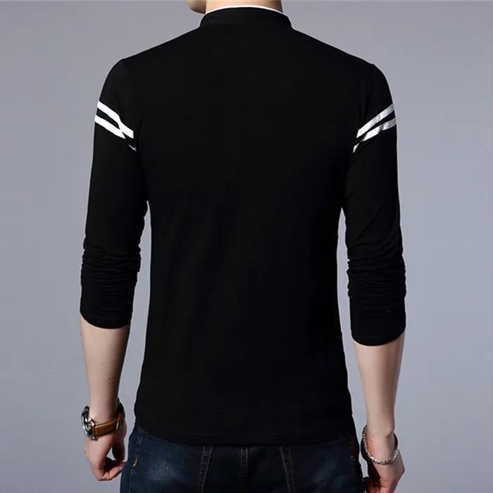 Men's Long-sleeved Polo Shirt Stand Collar Lapel Stripes Sweatshirt Bottoming Shirt Loose Casual Solid Color Shirt