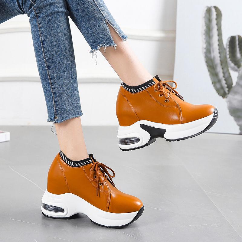 Inner Increase Women's Shoes Summer and Autumn White Shoes Korean Students All-match Casual Shoes Thick-soled Single Shoes