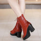 Boots Women Ankle Boots Genuine Leather Women Round Toe Chelsea Boots High Heel Boots Snow Boots