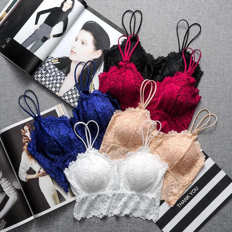 Two-piece Japanese Thin Section Anti-glare Skin-friendly Breathable All-match No Steel Ring Lace Camisole Tube Top Wrap Bra
