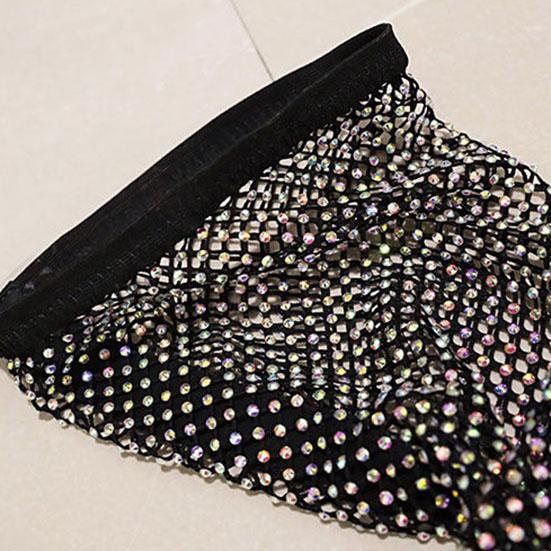 Women's Knee High Boots Cool Boots Rhinestone Hollowed Out Mesh Boots High Thin Heels Pointed High Heels