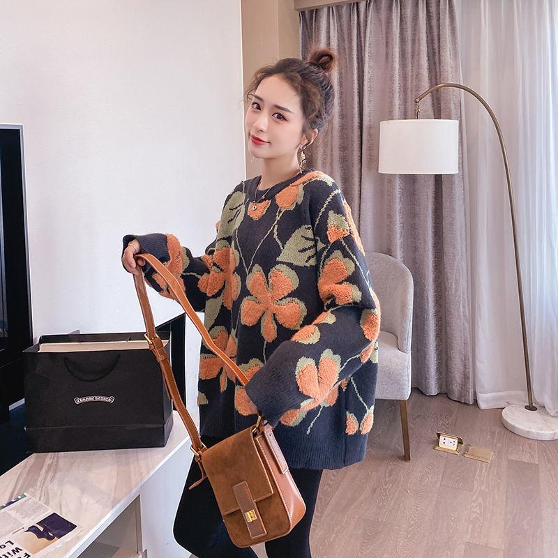 Short Sweater Women's Pullover Outer Wear All-match Top Autumn and Winter Coat Retro Long Sleeves