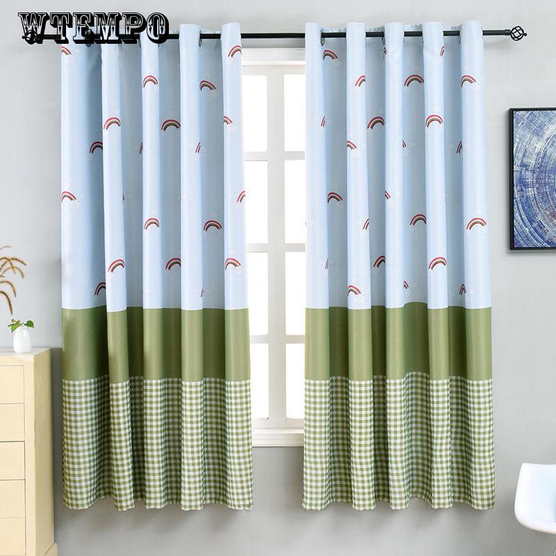 Curtain Finished Bedroom Simple Shading Insulation Curtain Printing Shading Short Curtain
