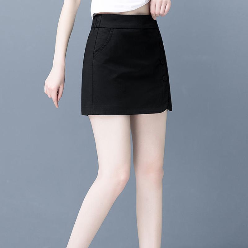 Summer Korean Style Loose and Thin Shorts Women High Waist Wide Leg Hakama A Word Was Thin and Fake Two Sets of Skirt Pants