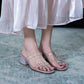 Sandals and Slippers Women's Summer Wear Fashionable Thick-heel Mid-heel Flip-flops Transparent Sandals