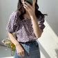 Chiffon Shirt Women's Foreign Style Small Retro Floral Cover Belly Student Top Loose Summer Korean New Short Sleeve