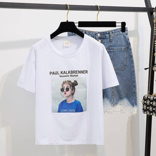 Lace Side Korean Students High Waist Denim Skirt Half Skirt Spring and Autumn Net Red New Hip A-shaped Skirt Two Pieces